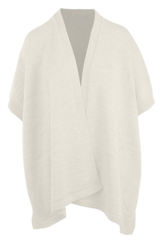 Birdie & Claire Amanda Wool Poncho in off-white color on a mannequin against a white background.